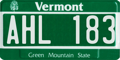 VT license plate AHL183