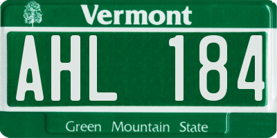 VT license plate AHL184