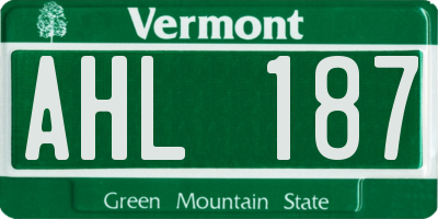 VT license plate AHL187