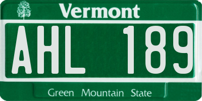 VT license plate AHL189