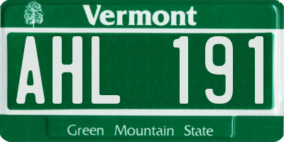 VT license plate AHL191