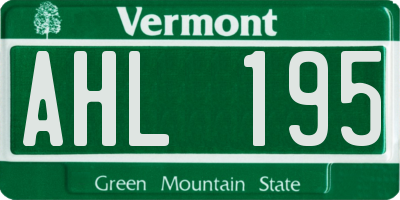 VT license plate AHL195