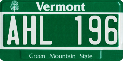 VT license plate AHL196