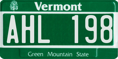 VT license plate AHL198