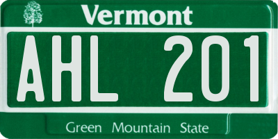 VT license plate AHL201