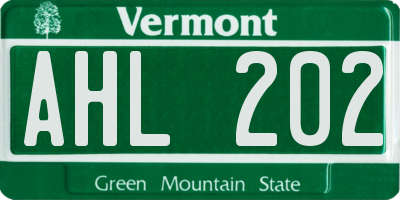 VT license plate AHL202