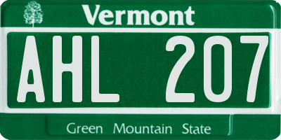 VT license plate AHL207