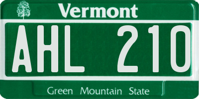 VT license plate AHL210