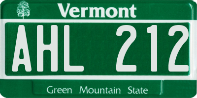 VT license plate AHL212