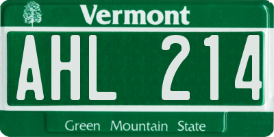 VT license plate AHL214