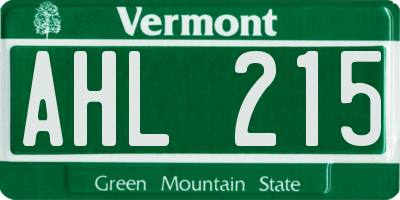 VT license plate AHL215