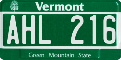 VT license plate AHL216