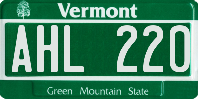 VT license plate AHL220