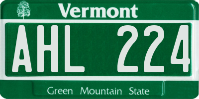 VT license plate AHL224