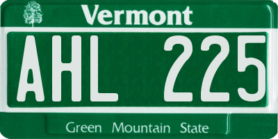 VT license plate AHL225