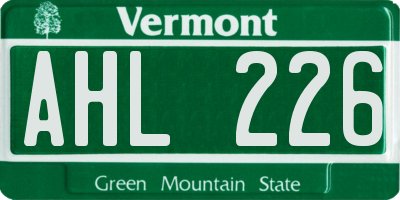 VT license plate AHL226