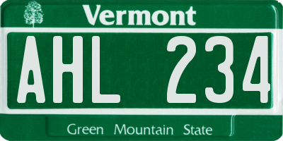 VT license plate AHL234