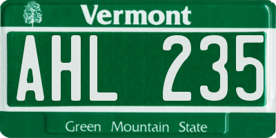 VT license plate AHL235