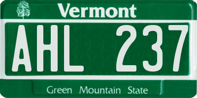 VT license plate AHL237
