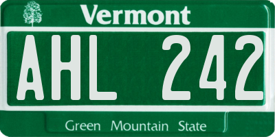 VT license plate AHL242