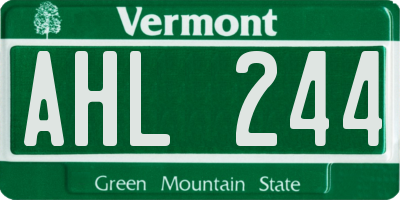 VT license plate AHL244