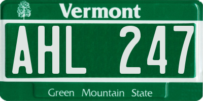 VT license plate AHL247