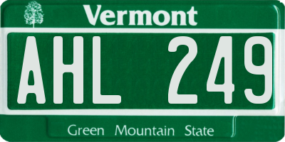 VT license plate AHL249