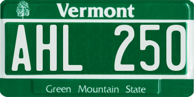 VT license plate AHL250