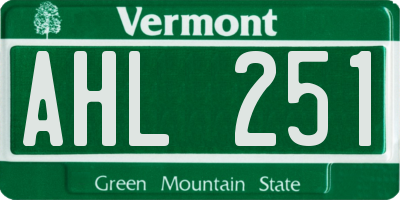 VT license plate AHL251