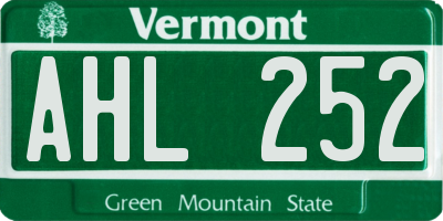 VT license plate AHL252
