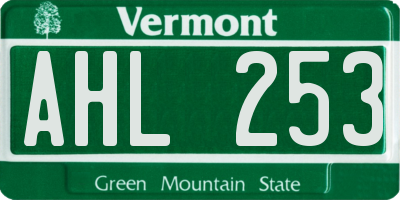 VT license plate AHL253