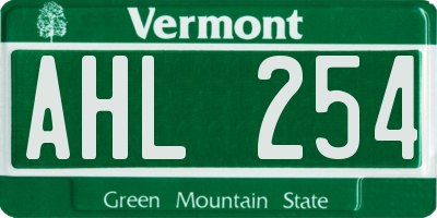 VT license plate AHL254