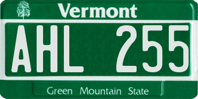 VT license plate AHL255