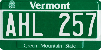 VT license plate AHL257