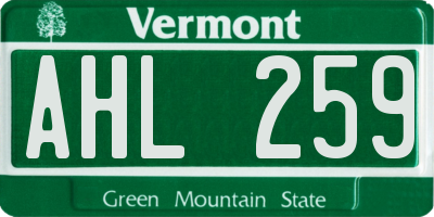 VT license plate AHL259