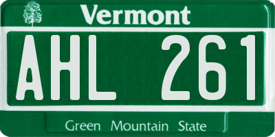 VT license plate AHL261