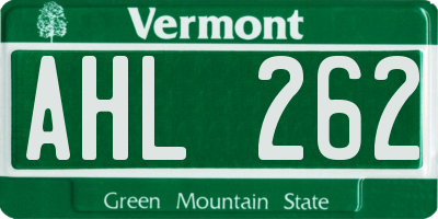 VT license plate AHL262