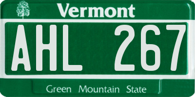 VT license plate AHL267