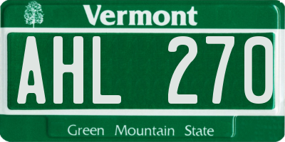 VT license plate AHL270
