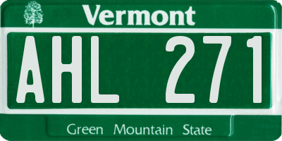 VT license plate AHL271