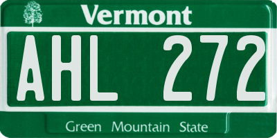 VT license plate AHL272
