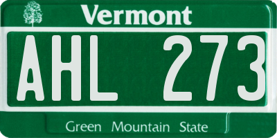VT license plate AHL273