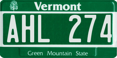 VT license plate AHL274