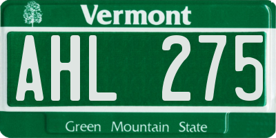 VT license plate AHL275