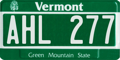 VT license plate AHL277
