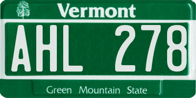 VT license plate AHL278
