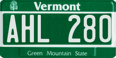 VT license plate AHL280