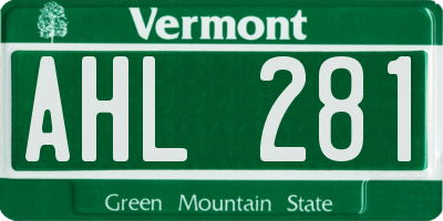 VT license plate AHL281