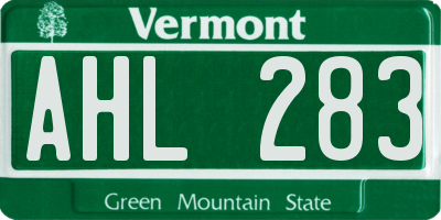VT license plate AHL283