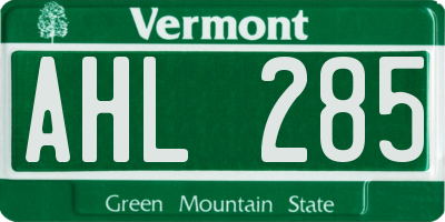 VT license plate AHL285